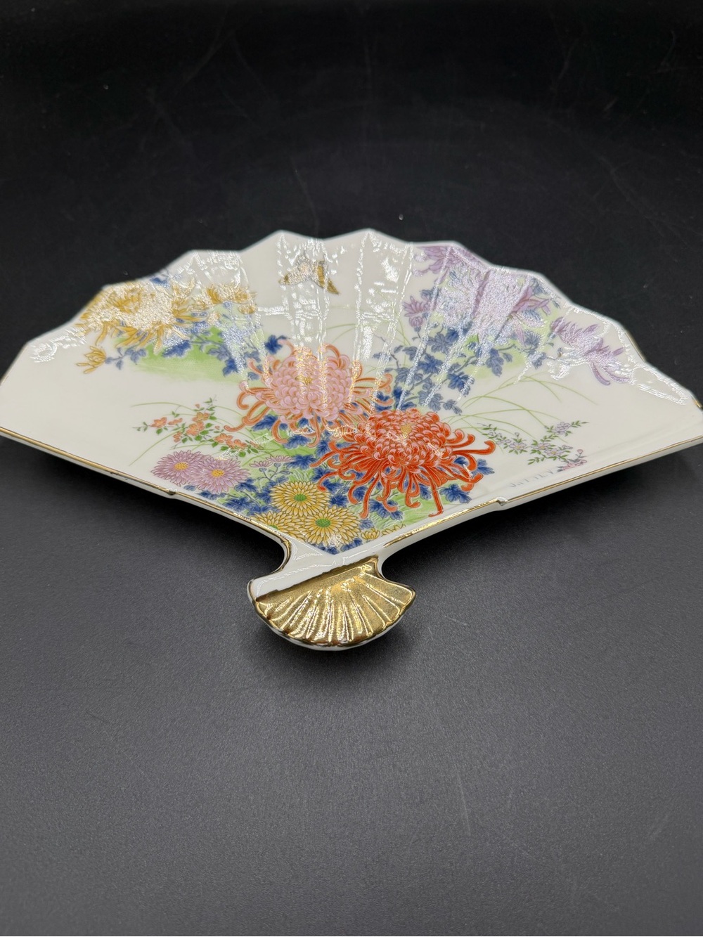Vtg Andrea By Sadek Yama hi Japan Porcelain Fan w/ Beautifully Painted Flowers